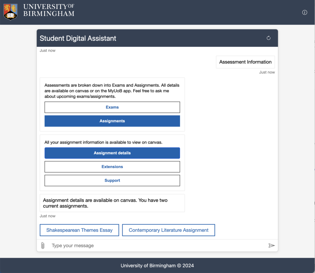 Image of virtual assistant interface